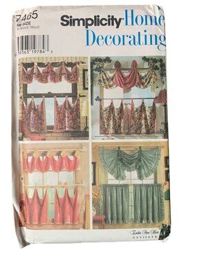 Simplicity 7465 Home Decorating Pattern Window Treatments Curtains Uncut